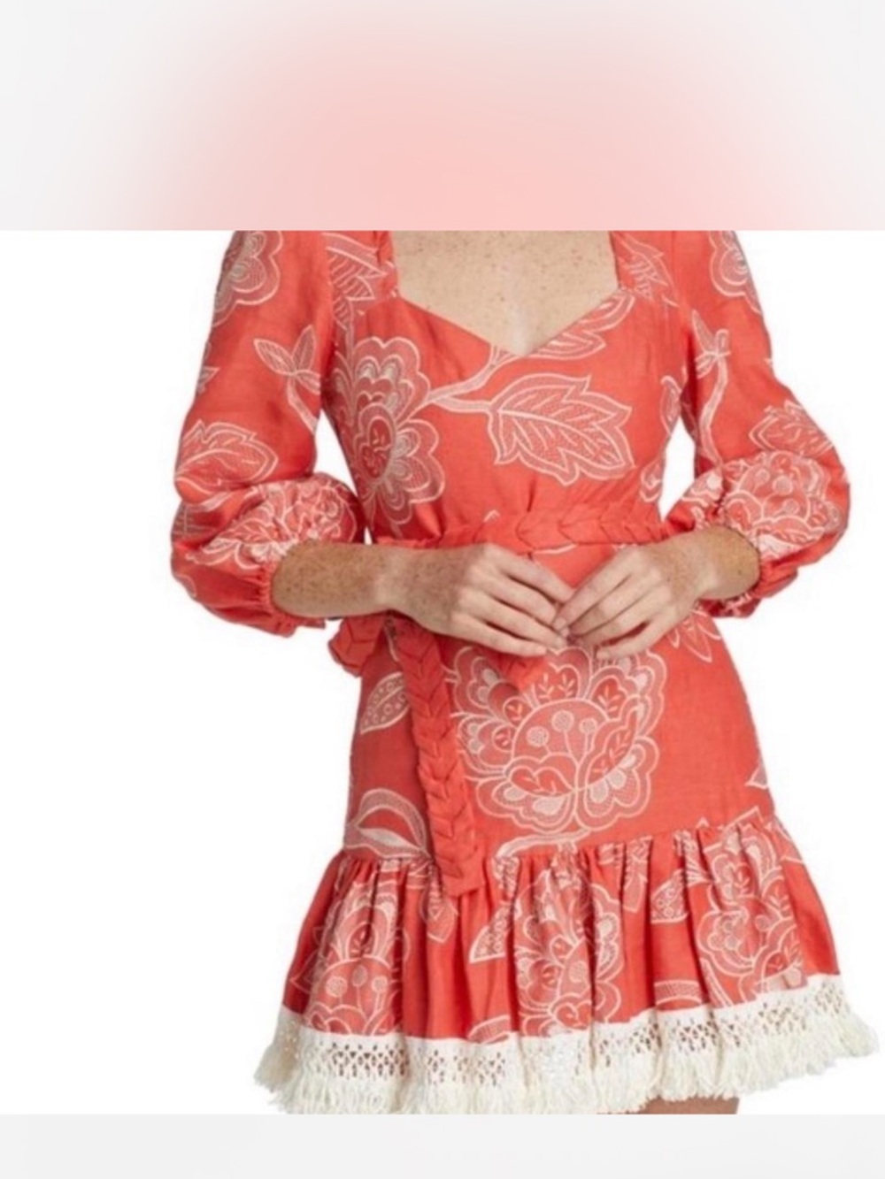 Alexis Coral Floral Puff Sleeve Mini Dress